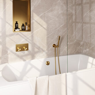 Brauer Inbouwthermostaat set Brauer Gold Edition Met Drukknoppen Incl Baduitloop en Afvoer Goud (Keuze Handdouche)