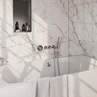 Brauer Inbouwthermostaatset Brauer Brushed Carving Incl Staafhanddouche En Badafvoer Geborsteld RVS Brauer