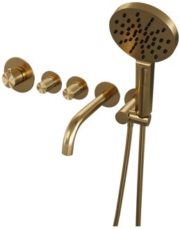 Brauer Inbouwthermostaatset Brauer Gold Carving Incl Baduitloop en 3 Standen Handdouche Goud Brauer