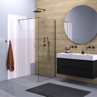 Brauer Inloopdouche Brauer Frame Set 1 Helder Glas 90x200 Met Muurprofiel En Lijst Rondom Gunmetal Geborsteld Brauer