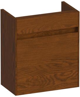 Brauer Inspire Fonteinkast - 40 cm - met 1 Deur Greeploos Linksdraaiend - Lamellen Eiken Bruin