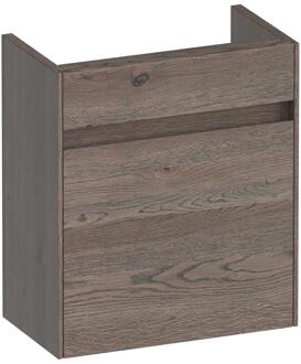 Brauer Inspire Fonteinkast - 40 cm - met 1 Deur Greeploos Linksdraaiend - Lamellen Eiken Zwart