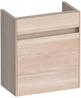 Brauer Inspire Fonteinkast - 40 cm - met 1 Deur Greeploos Rechtsdraaiend - Lamellen Eiken Wit