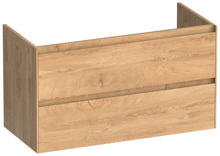 Brauer Inspire - Onderkast - 100 cm - met 2 Softclose Lades Greeploos en 1 Sifon Uitsparing - Forest Tan