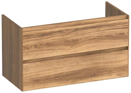 Brauer Inspire - Onderkast - 100 cm - met 2 Softclose Lades Greeploos en 1 Sifon Uitsparing - Honey