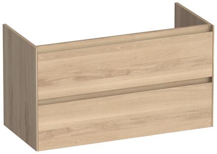 Brauer Inspire - Onderkast - 100 cm - met 2 Softclose Lades Greeploos en 1 Sifon Uitsparing - Lamellen Eiken Naturel