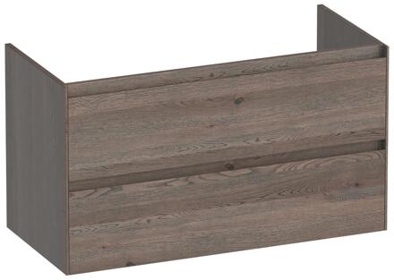 Brauer Inspire - Onderkast - 100 cm - met 2 Softclose Lades Greeploos en 1 Sifon Uitsparing - Lamellen Eiken Zwart