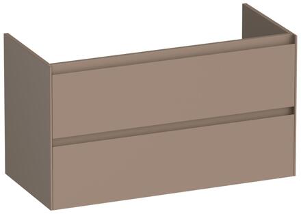 Brauer Inspire - Onderkast - 100 cm - met 2 Softclose Lades Greeploos en 1 Sifon Uitsparing - Mat Mokka