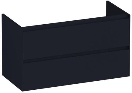 Brauer Inspire - Onderkast - 100 cm - met 2 Softclose Lades Greeploos en 1 Sifon Uitsparing - Mat Zwart