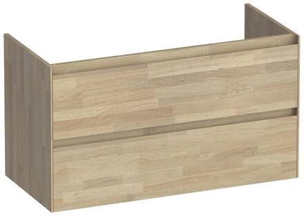 Brauer Inspire - Onderkast - 100 cm - met 2 Softclose Lades Greeploos en 1 Sifon Uitsparing - Vingerlas Eiken Grijs