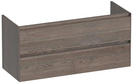 Brauer Inspire - Onderkast - 120 cm - met 2 Softclose Lades Greeploos en 1 Sifon Uitsparing - Lamellen Eiken Zwart