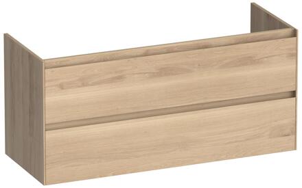 Brauer Inspire - Onderkast - 120 cm - met 2 Softclose Lades Greeploos en 2 Sifon Uitsparingen - Lamellen Eiken Naturel