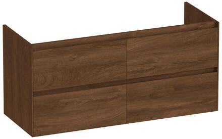 Brauer Inspire - Onderkast - 120 cm - met 4 Softclose Lades Greeploos en 2 Sifon Uitsparingen - Forest Cacao