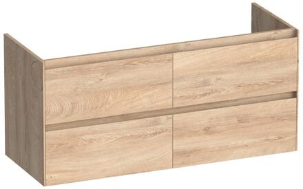 Brauer Inspire - Onderkast - 120 cm - met 4 Softclose Lades Greeploos en 2 Sifon Uitsparingen - Forest Wheat