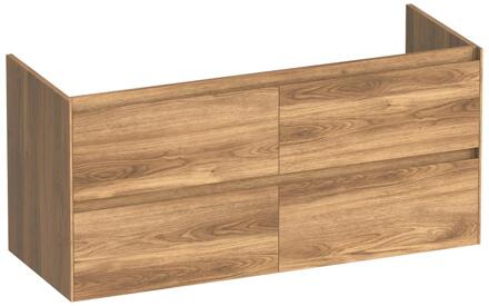 Brauer Inspire - Onderkast - 120 cm - met 4 Softclose Lades Greeploos en 2 Sifon Uitsparingen - Honey