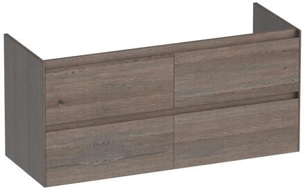 Brauer Inspire - Onderkast - 120 cm - met 4 Softclose Lades Greeploos en 2 Sifon Uitsparingen - Lamellen Eiken Zwart