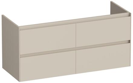 Brauer Inspire - Onderkast - 120 cm - met 4 Softclose Lades Greeploos en 2 Sifon Uitsparingen - Mat Beige