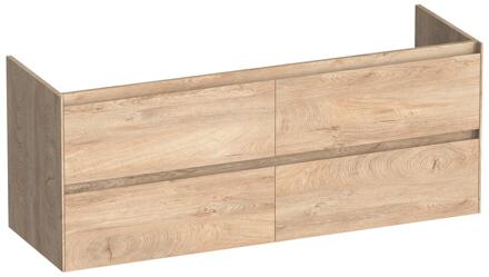 Brauer Inspire - Onderkast - 140 cm - met 4 Softclose Lades Greeploos en 2 Sifon Uitsparingen - Forest Wheat