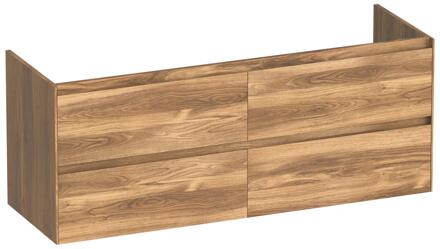 Brauer Inspire - Onderkast - 140 cm - met 4 Softclose Lades Greeploos en 2 Sifon Uitsparingen - Honey