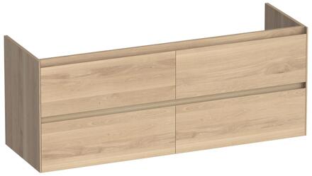 Brauer Inspire - Onderkast - 140 cm - met 4 Softclose Lades Greeploos en 2 Sifon Uitsparingen - Lamellen Eiken Naturel