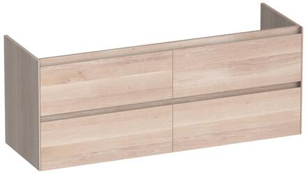 Brauer Inspire - Onderkast - 140 cm - met 4 Softclose Lades Greeploos en 2 Sifon Uitsparingen - Lamellen Eiken Wit