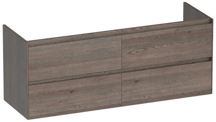 Brauer Inspire - Onderkast - 140 cm - met 4 Softclose Lades Greeploos en 2 Sifon Uitsparingen - Lamellen Eiken Zwart