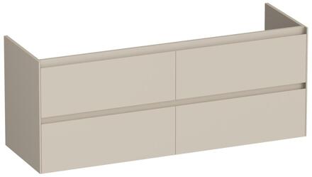 Brauer Inspire - Onderkast - 140 cm - met 4 Softclose Lades Greeploos en 2 Sifon Uitsparingen - Mat Beige