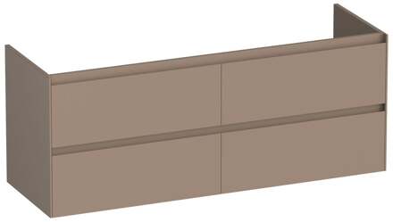 Brauer Inspire - Onderkast - 140 cm - met 4 Softclose Lades Greeploos en 2 Sifon Uitsparingen - Mat Mokka