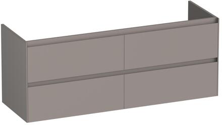 Brauer Inspire - Onderkast - 140 cm - met 4 Softclose Lades Greeploos en 2 Sifon Uitsparingen - Mat Taupe