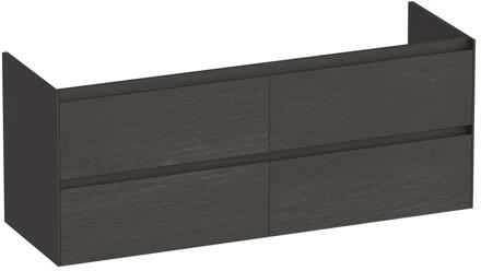 Brauer Inspire - Onderkast - 140 cm - met 4 Softclose Lades Greeploos en 2 Sifon Uitsparingen - Timber Anthracite