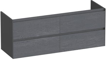 Brauer Inspire - Onderkast - 140 cm - met 4 Softclose Lades Greeploos en 2 Sifon Uitsparingen - Timber Grey