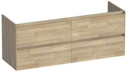 Brauer Inspire - Onderkast - 140 cm - met 4 Softclose Lades Greeploos en 2 Sifon Uitsparingen - Vingerlas Eiken Grijs