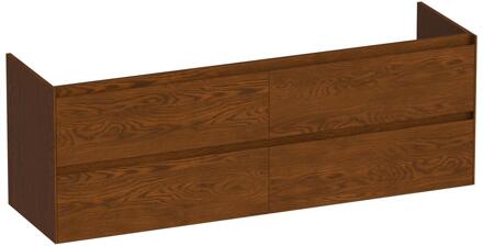 Brauer Inspire - Onderkast - 160 cm - met 4 Softclose Lades Greeploos en 2 Sifon Uitsparingen - Lamellen Eiken Bruin