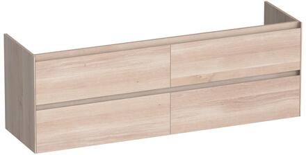 Brauer Inspire - Onderkast - 160 cm - met 4 Softclose Lades Greeploos en 2 Sifon Uitsparingen - Lamellen Eiken Wit