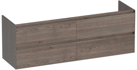 Brauer Inspire - Onderkast - 160 cm - met 4 Softclose Lades Greeploos en 2 Sifon Uitsparingen - Lamellen Eiken Zwart