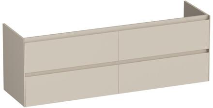 Brauer Inspire - Onderkast - 160 cm - met 4 Softclose Lades Greeploos en 2 Sifon Uitsparingen - Mat Beige