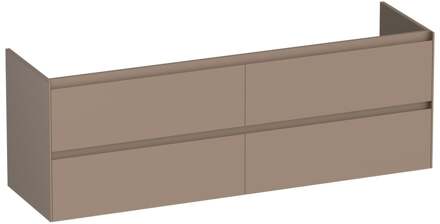 Brauer Inspire - Onderkast - 160 cm - met 4 Softclose Lades Greeploos en 2 Sifon Uitsparingen - Mat Mokka