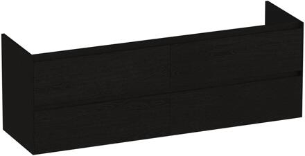 Brauer Inspire - Onderkast - 160 cm - met 4 Softclose Lades Greeploos en 2 Sifon Uitsparingen - Timber Black