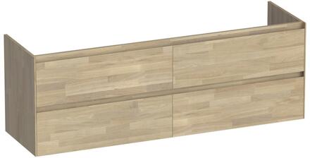 Brauer Inspire - Onderkast - 160 cm - met 4 Softclose Lades Greeploos en 2 Sifon Uitsparingen - Vingerlas Eiken Grijs