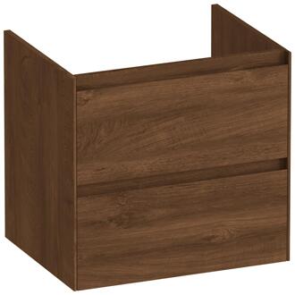 Brauer Inspire - Onderkast 60 cm - met 2 Softclose Lades Greeploos en 1 Sifon Uitsparing - Forest Cacao