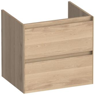 Brauer Inspire - Onderkast 60 cm - met 2 Softclose Lades Greeploos en 1 Sifon Uitsparing - Lamellen Eiken Naturel