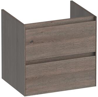 Brauer Inspire - Onderkast 60 cm - met 2 Softclose Lades Greeploos en 1 Sifon Uitsparing - Lamellen Eiken Zwart