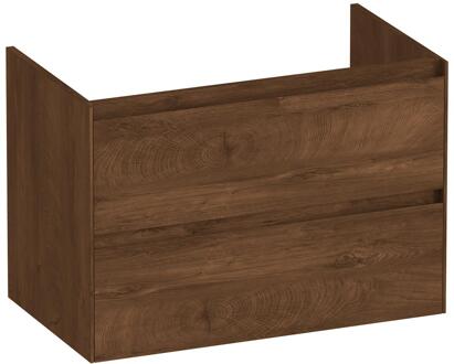 Brauer Inspire - Onderkast 80 cm - met 2 Softclose Lades Greeploos en 1 Sifon Uitsparing - Forest Cacao