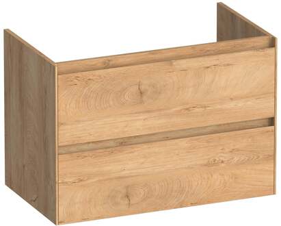 Brauer Inspire - Onderkast 80 cm - met 2 Softclose Lades Greeploos en 1 Sifon Uitsparing - Forest Tan