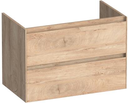 Brauer Inspire - Onderkast 80 cm - met 2 Softclose Lades Greeploos en 1 Sifon Uitsparing - Forest Wheat