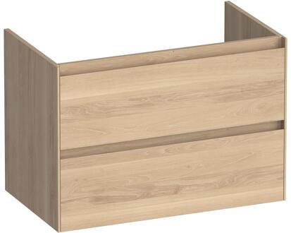 Brauer Inspire - Onderkast 80 cm - met 2 Softclose Lades Greeploos en 1 Sifon Uitsparing - Lamellen Eiken Naturel