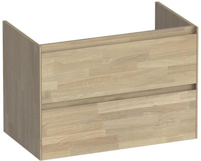 Brauer Inspire - Onderkast 80 cm - met 2 Softclose Lades Greeploos en 1 Sifon Uitsparing - Vingerlas Eiken Grijs