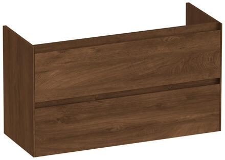 Brauer Inspire - Onderkast Ondiep - 100 cm - met 2 Softclose Lades Greeploos en 1 Sifon Uitsparing - Forest Cacao