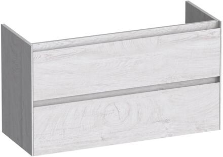 Brauer Inspire - Onderkast Ondiep - 100 cm - met 2 Softclose Lades Greeploos en 1 Sifon Uitsparing - Forest Seashell