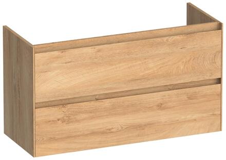 Brauer Inspire - Onderkast Ondiep - 100 cm - met 2 Softclose Lades Greeploos en 1 Sifon Uitsparing - Forest Tan